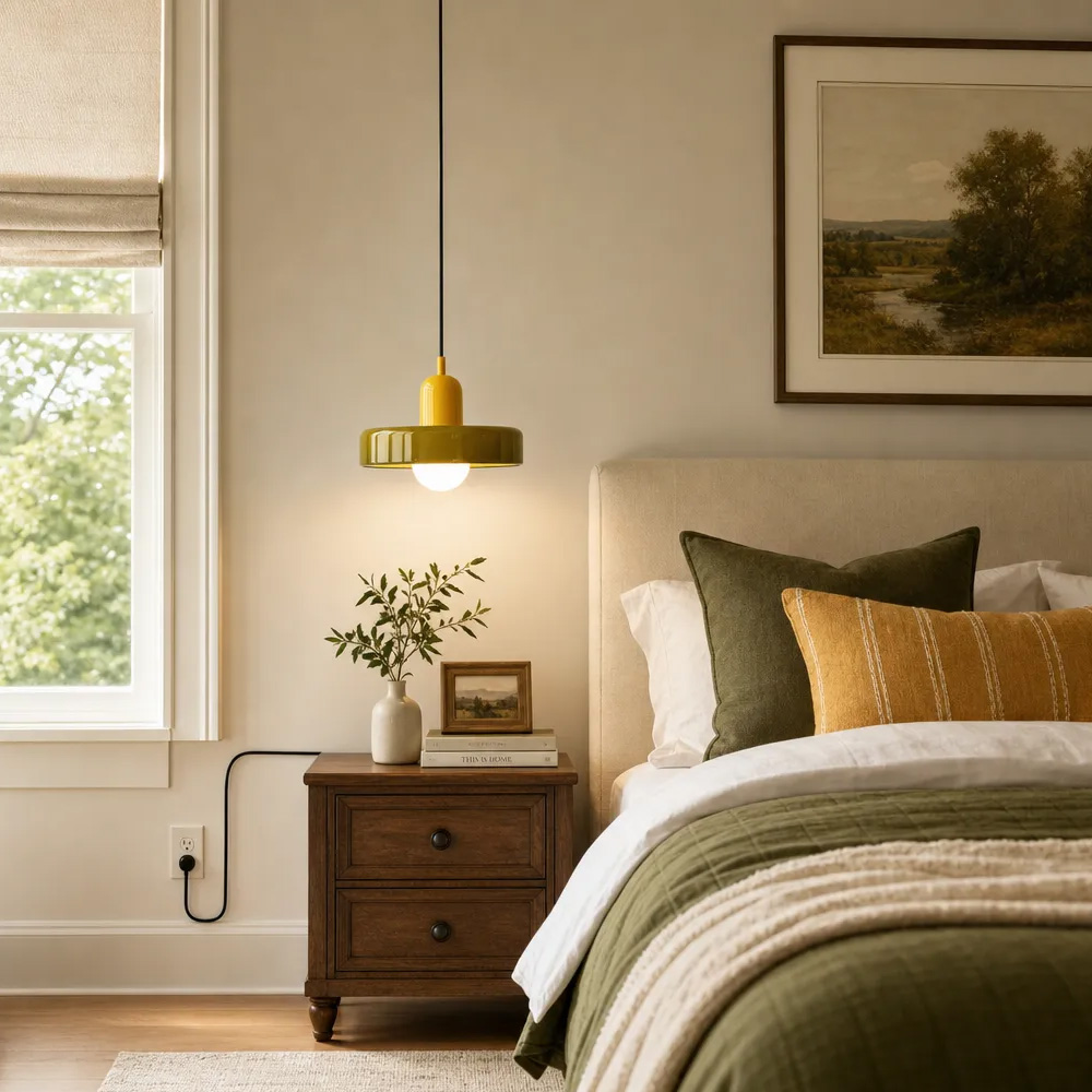 Bauhaus Colorful Glass Plug-In Pendant Light for Modern Rooms