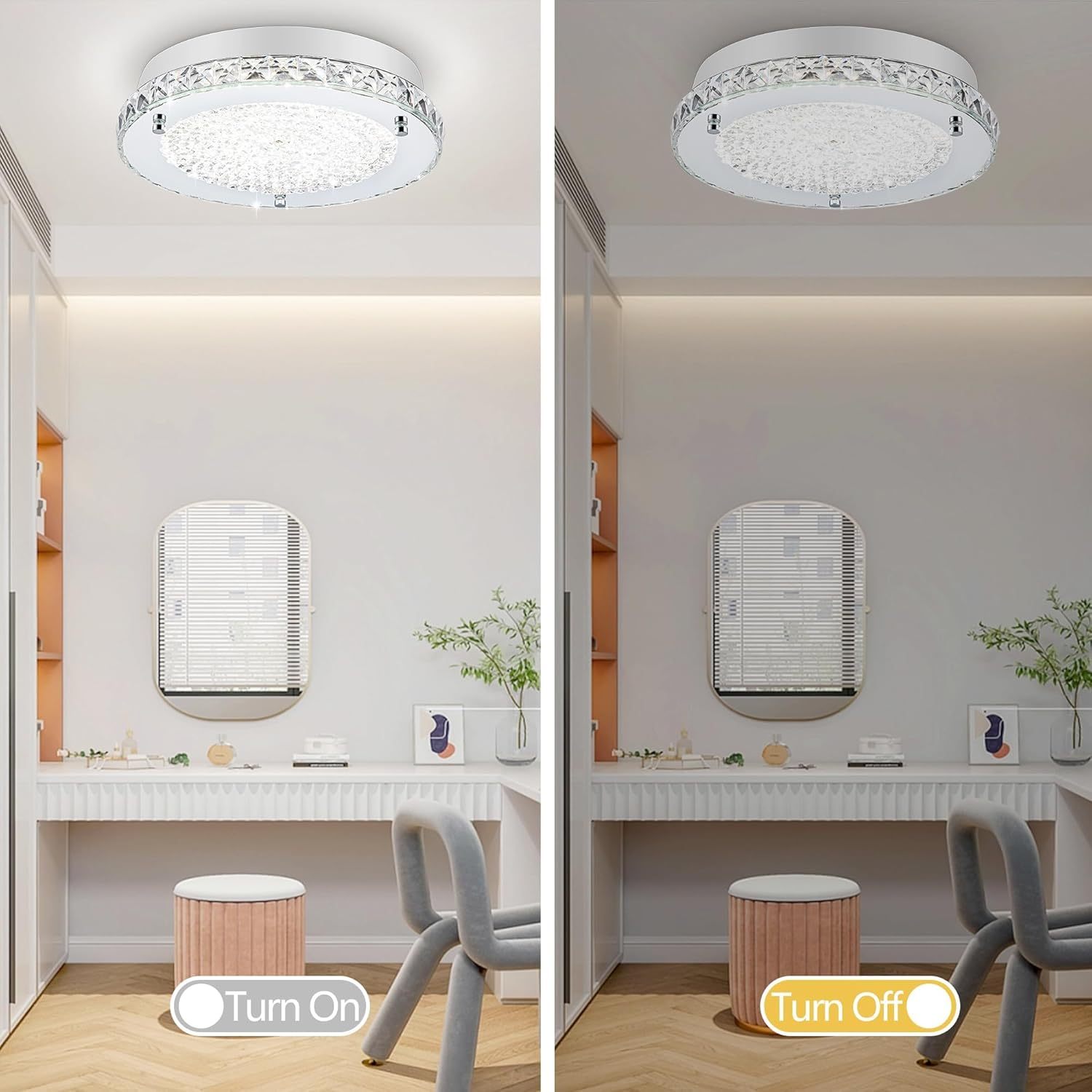 Vintage Silver Flush Mount Crystal Hallway Ceiling Lights