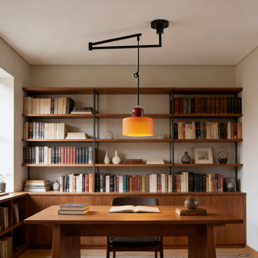 Modern Bauhaus Glass Adjustable Swing Arm Pendant Light