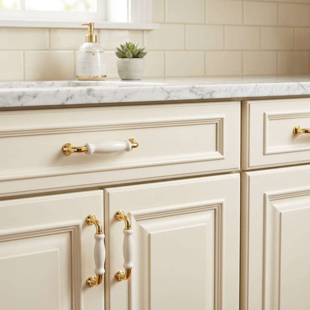 European Ceramic Zinc Alloy Bathroom Drawer Pulls