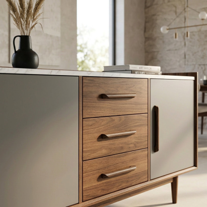 Modern Minimalist Black Walnut Wood Cabinet Pulls 