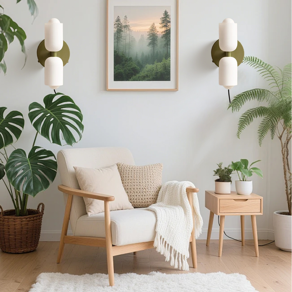 Set of 2 Elegant Glass Up Down Wall Lamp