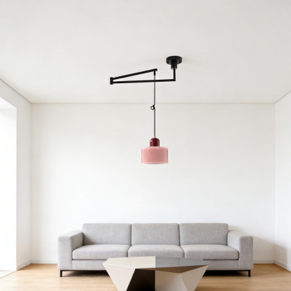 Modern Bauhaus Glass Adjustable Swing Arm Pendant Light