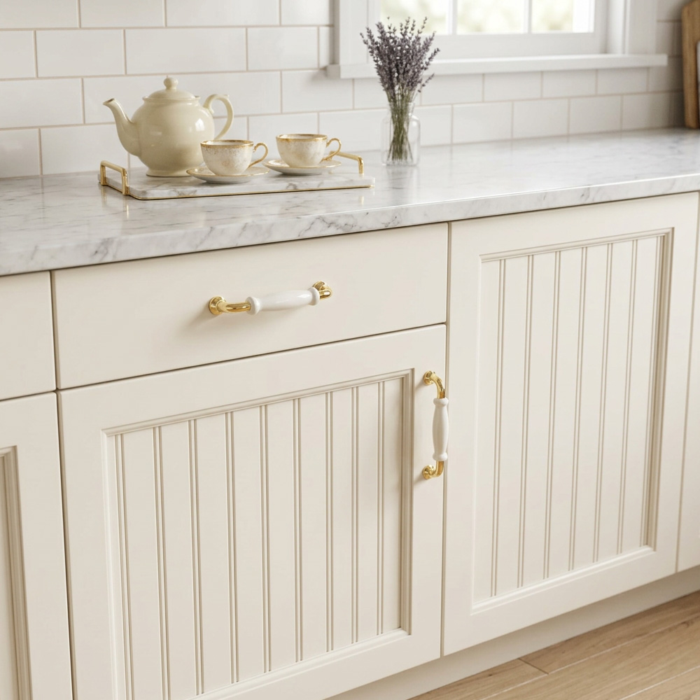 European Ceramic Zinc Alloy Bathroom Drawer Pulls
