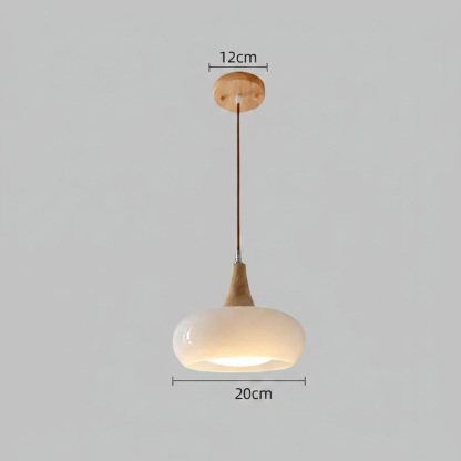 Nordic Minimalist Wood Cream Pendant Light for Bedrooms
