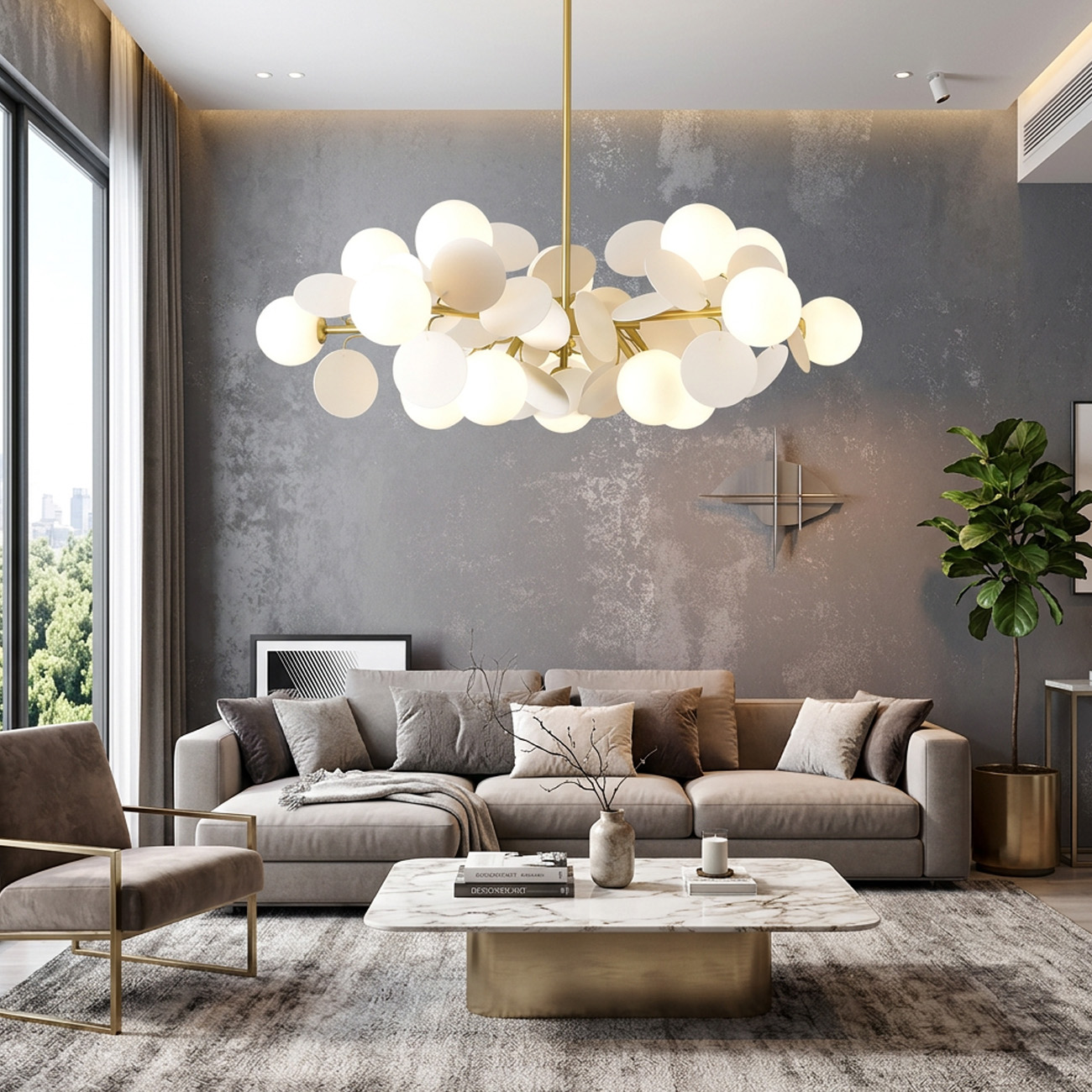 Design Multicolored Flower Branch Chandelier for Living Room