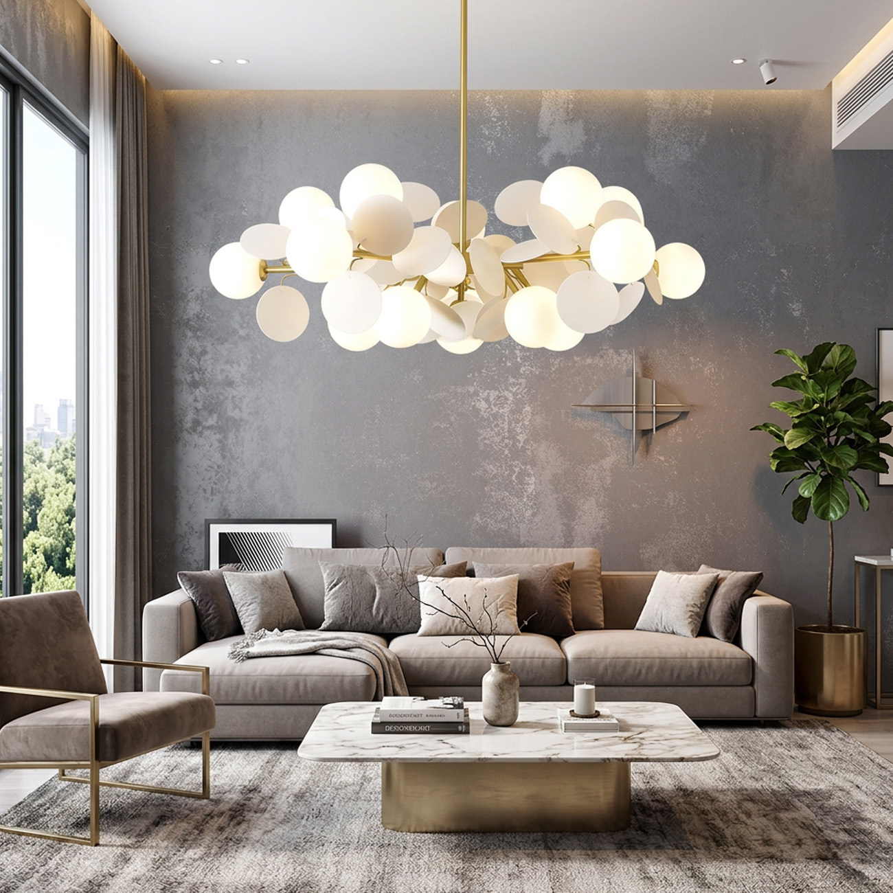 Design Multicolored Flower Branch Chandelier for Living Room