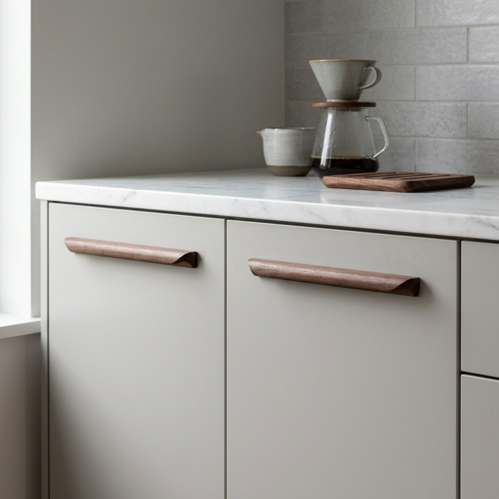 Modern Minimalist Black Walnut Wood Cabinet Pulls 