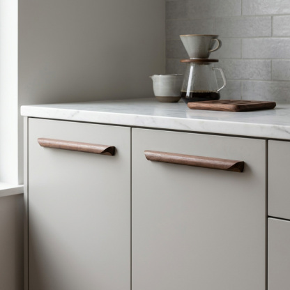 Modern Minimalist Black Walnut Wood Cabinet Pulls 
