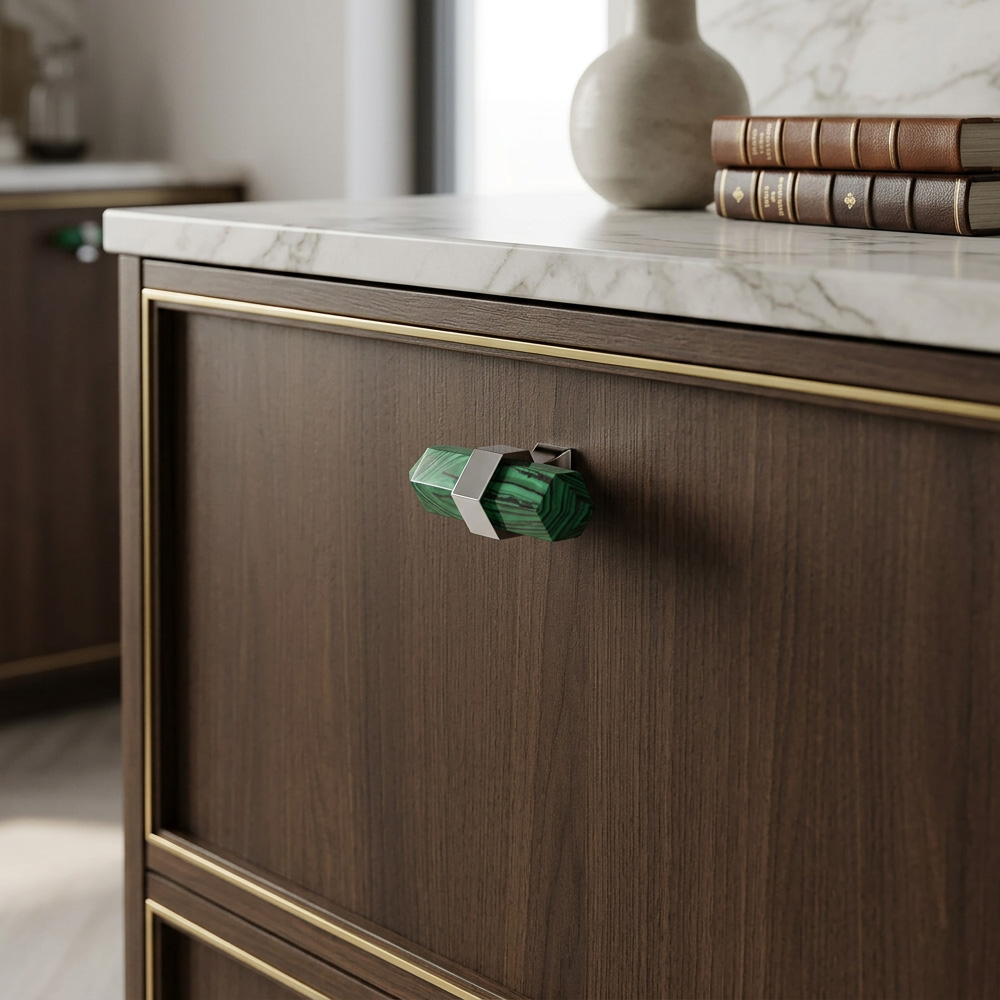 Nordic Natural Crystal Hexagonal Stone Drawer Pull