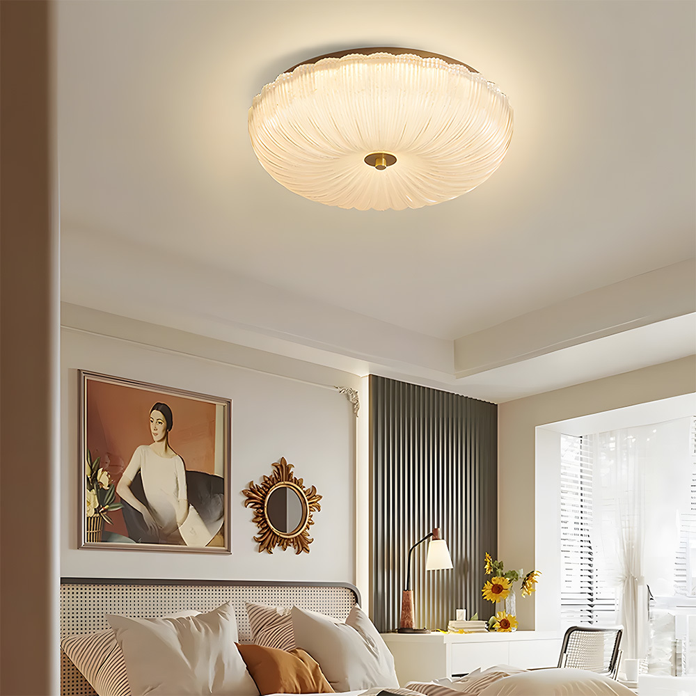 Nordic Luxury Pumpkin Glass LED Ceiling Lamp