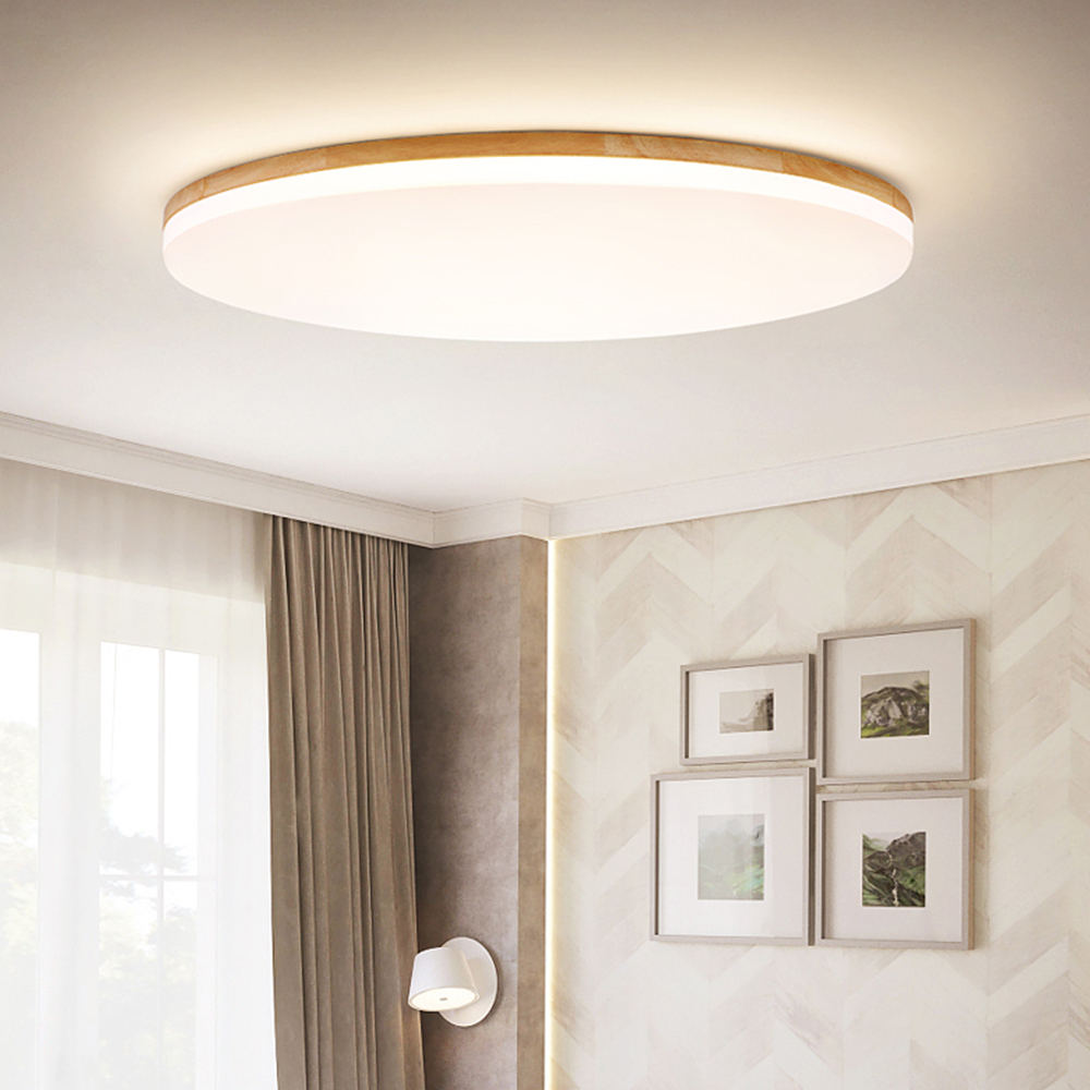 Scandinavian Wooden LED Square Flush Mount Ceiling Light 