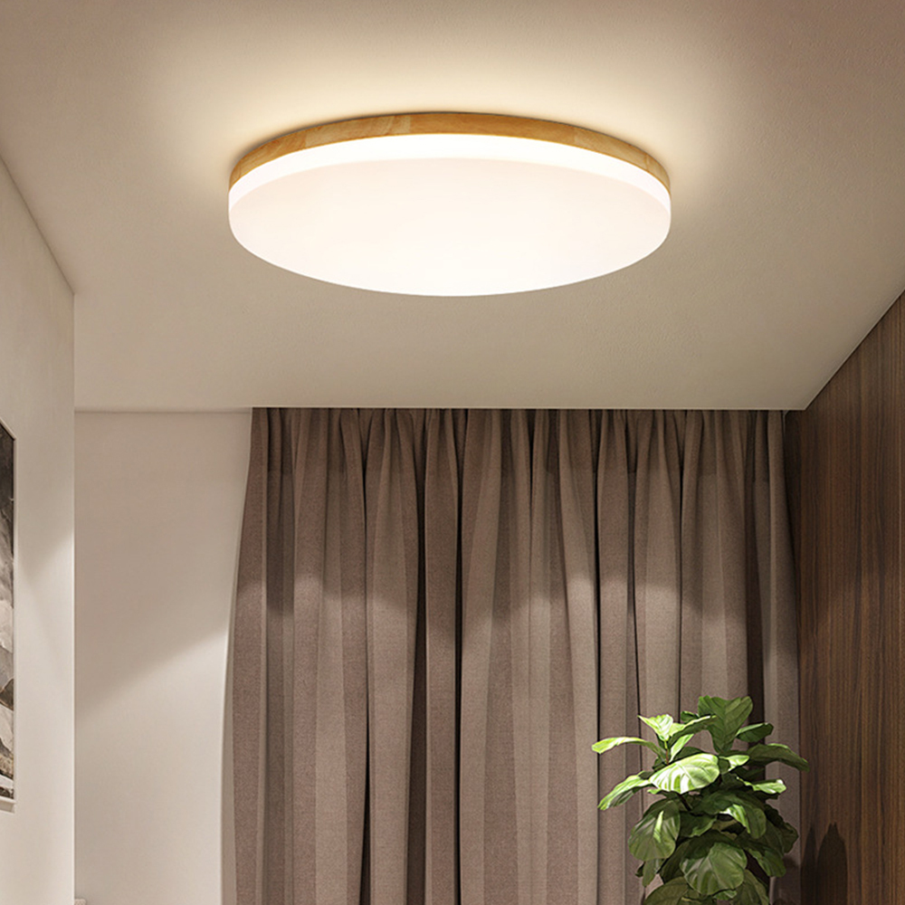 Scandinavian Wooden LED Square Flush Mount Ceiling Light 