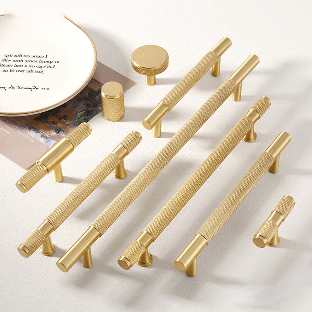 Cylinder Long Brass Drawer Handles Cabinet Pulls -Homdiy