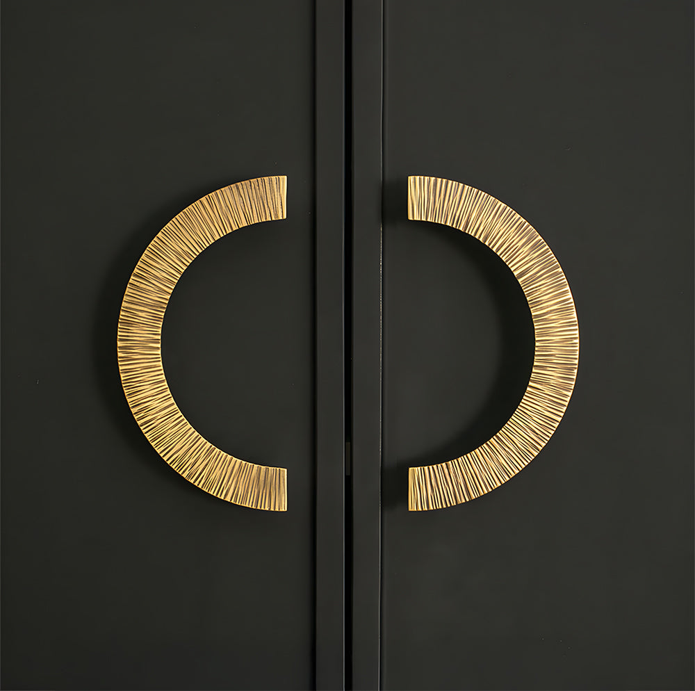 Retro Brass Semi Circle Textured Cabinet Handles