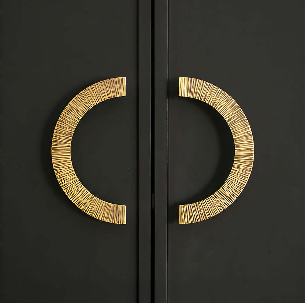 Retro Brass Semi Circle Textured Cabinet Handles
