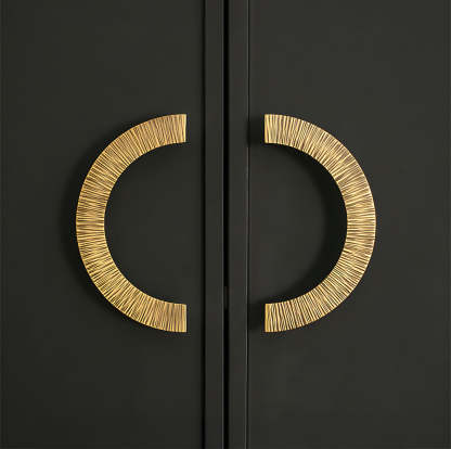 Retro Brass Semi Circle Textured Cabinet Handles