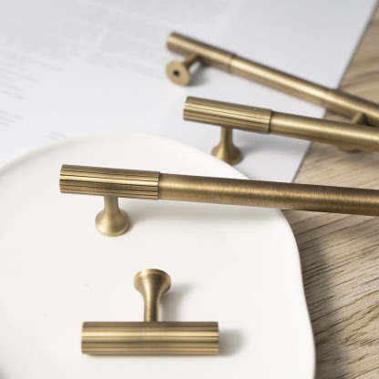 Linear Knurled Solid Brass Cabinet Handles and Knobs -Homdiy