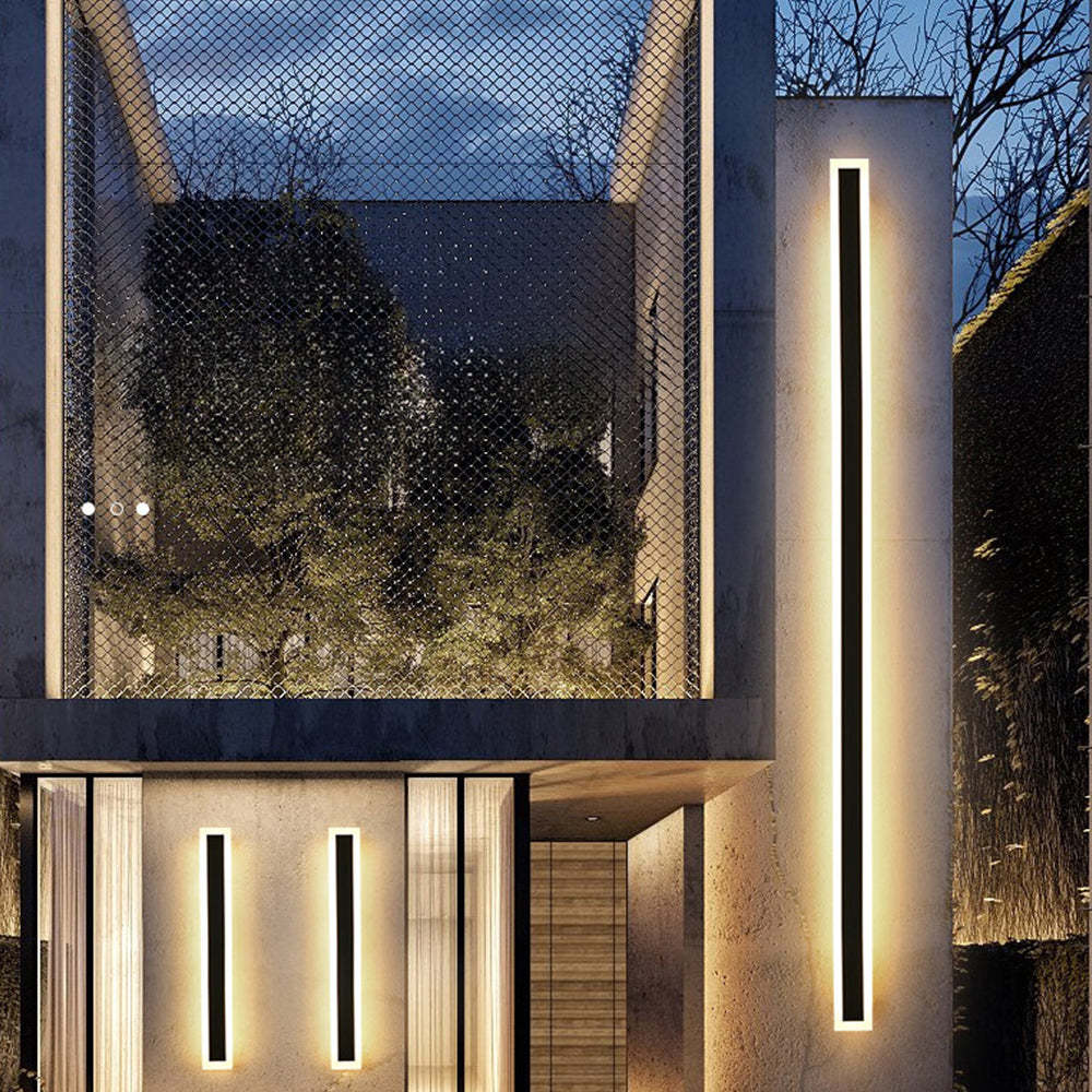 IP65 Modern Long Stripe Black Outdoor LED Porch Wall Lights