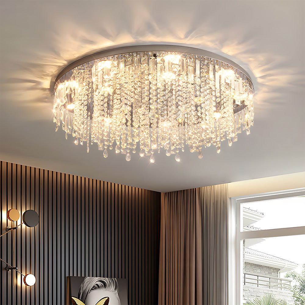 Modern Glam Crystal LED Flush Mount Ceiling Light