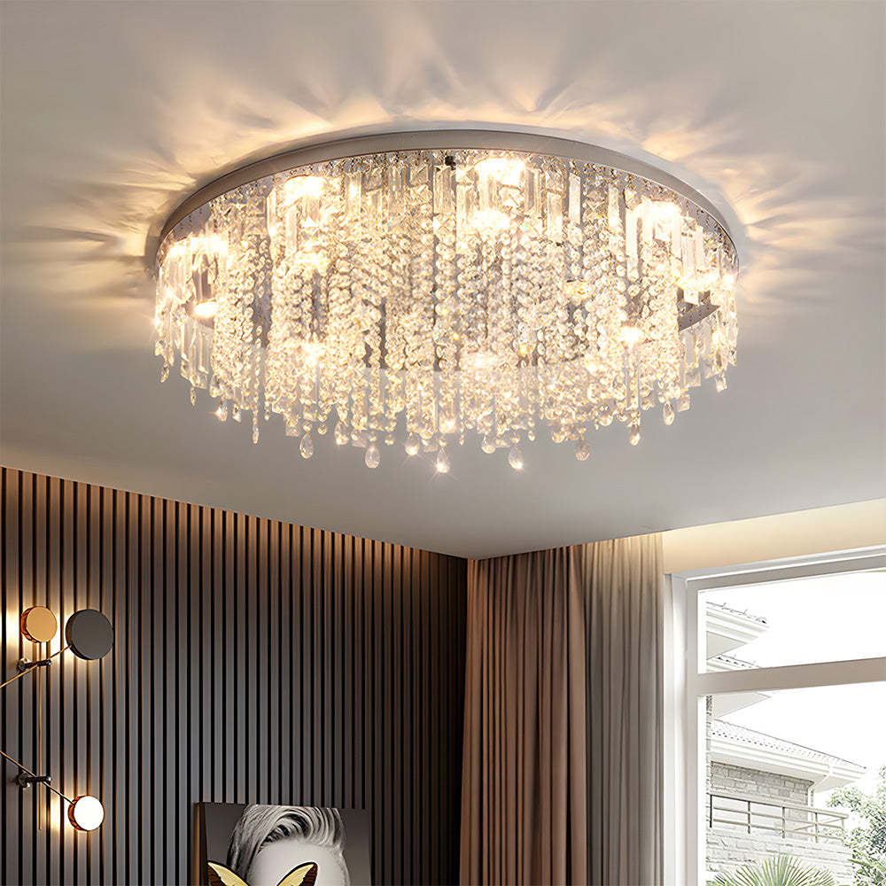 Modern Glam Crystal LED Flush Mount Ceiling Light