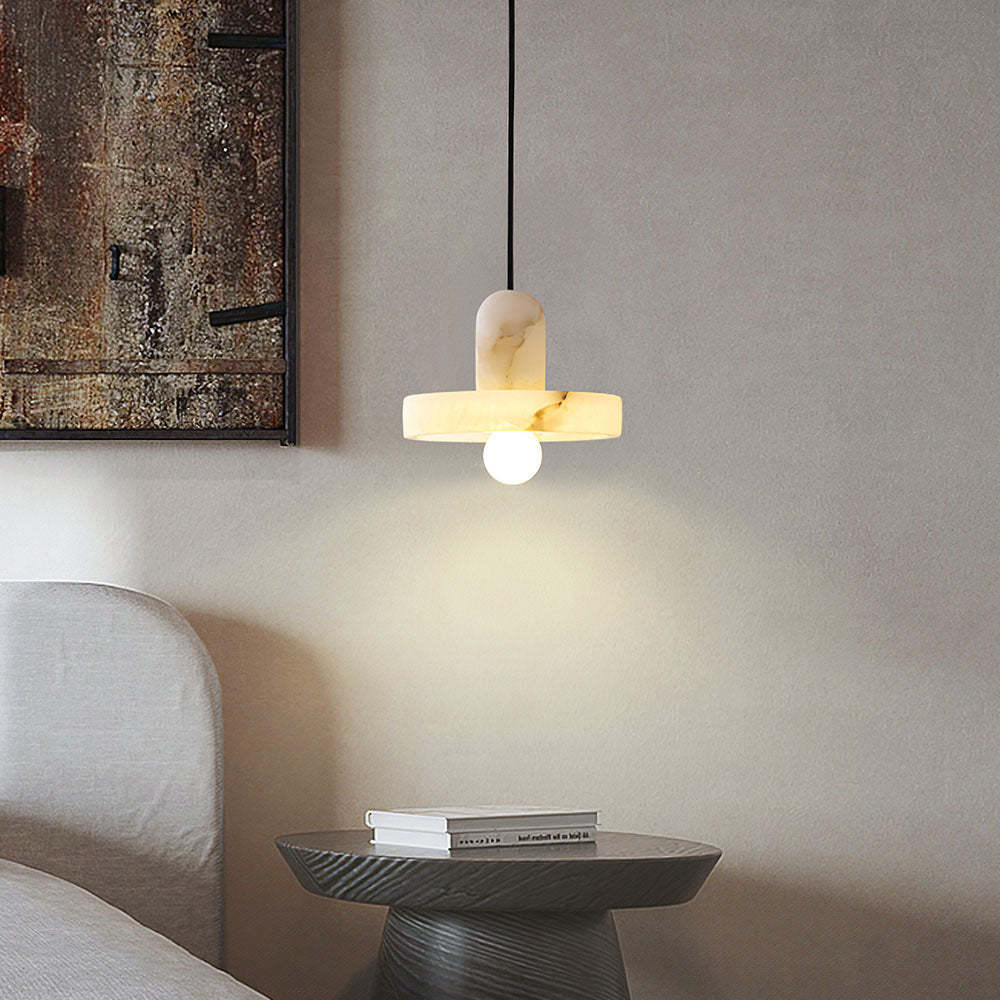 Modern Hat-Shaped Alabaster Pendant Light -Homdiy