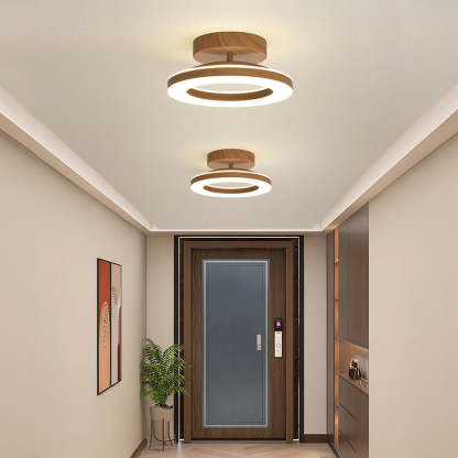 Acrylic Circle Wood LED Hallway Ceiling Light