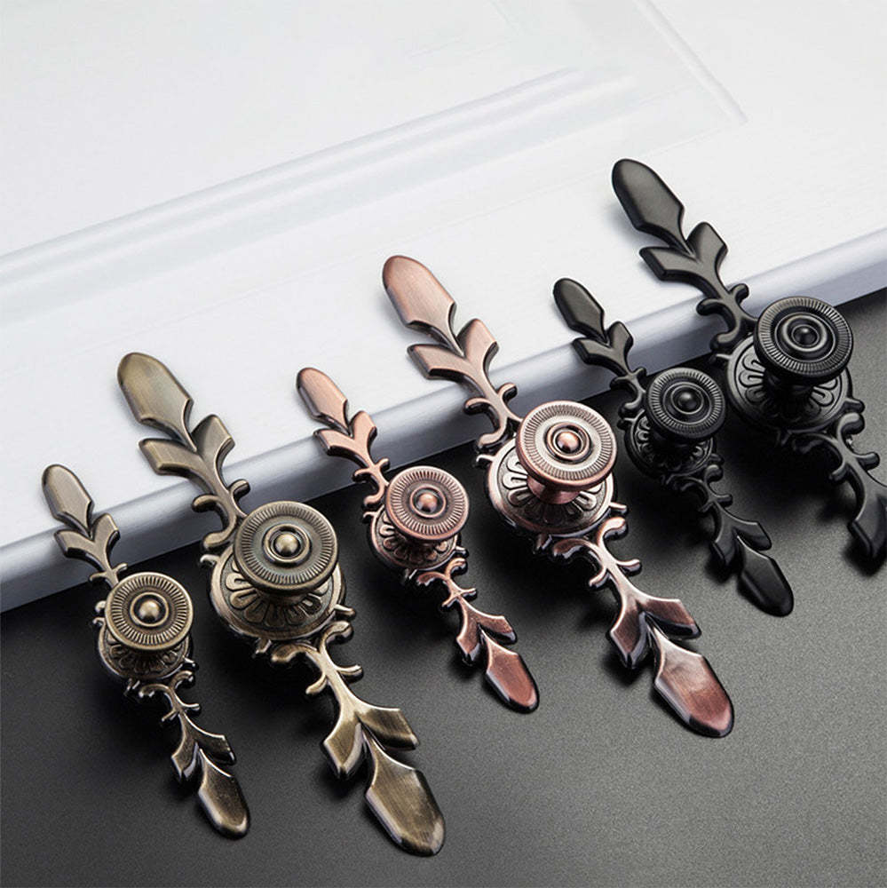 Modern Drawer Pulls Handles Cabinet Door Handle With Plate Flower -Homdiy