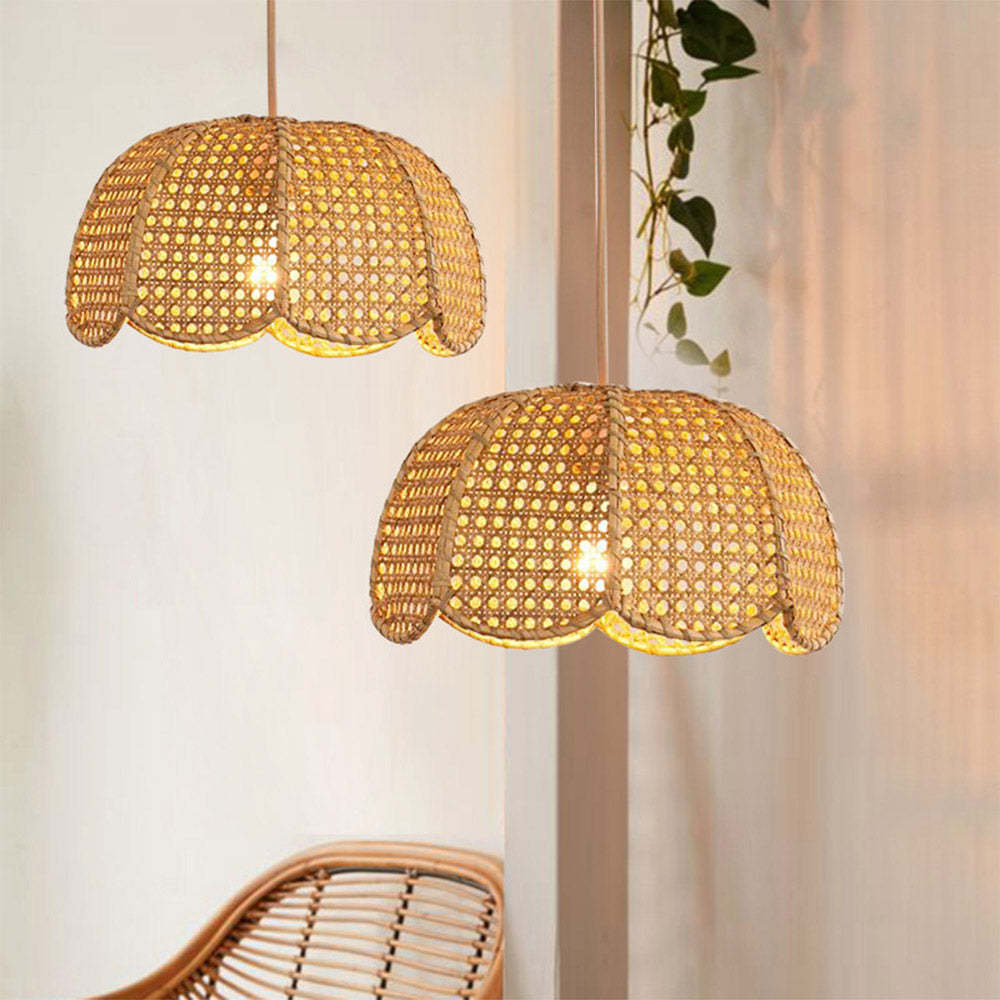 Japanese Bamboo Wicker Handmade Pendant Light for Living Room -Homdiy
