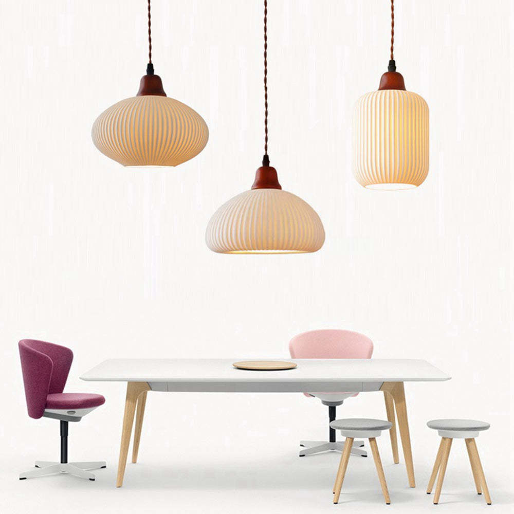 Farmhouse White Ceramic Pendant Light -Homdiy