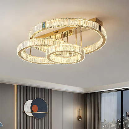 Modern Gold Crystal LED Ring Flush Mount Ceiling Light