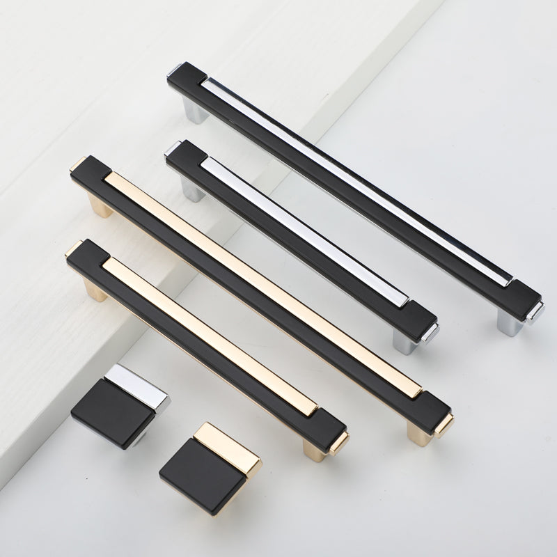 Zinc Alloy Modern Gold Black Chrome Kitchen Handles