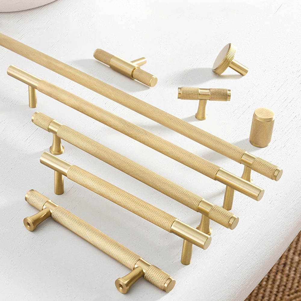 Cylinder Long Brass Drawer Handles Cabinet Pulls -Homdiy