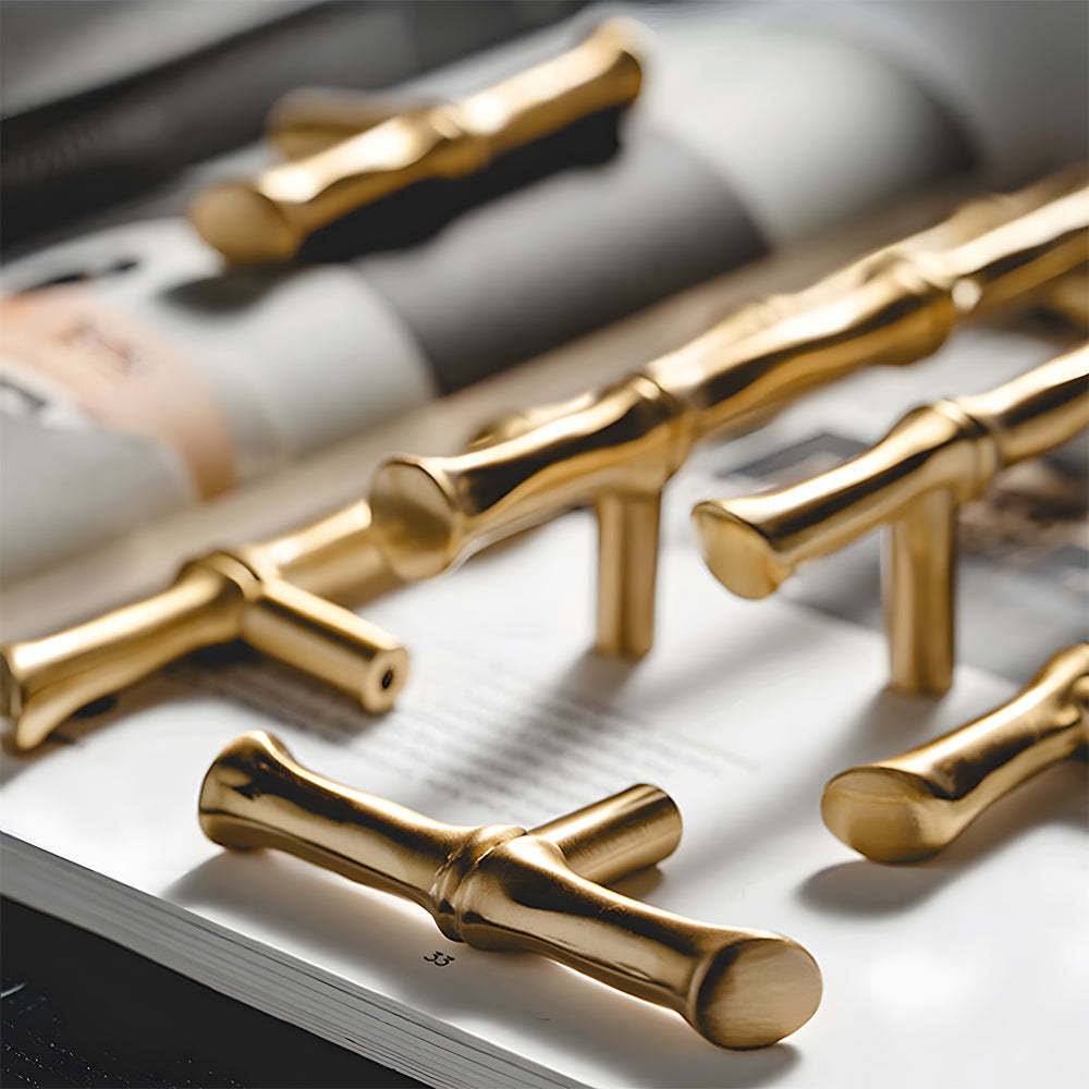 Bamboo Modern Brass Cabinet Handles