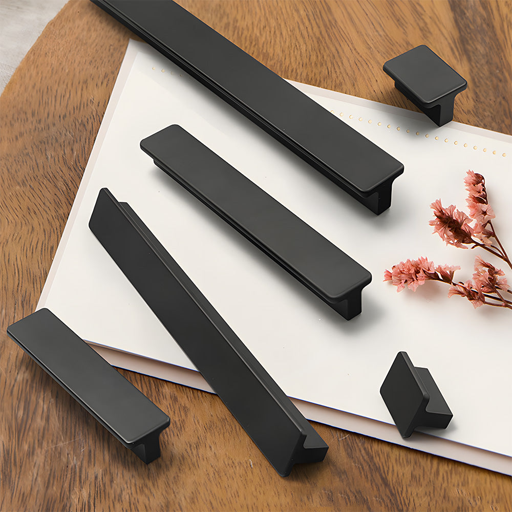 Modern Matte Black Aluminum Alloy Cabinet Pulls