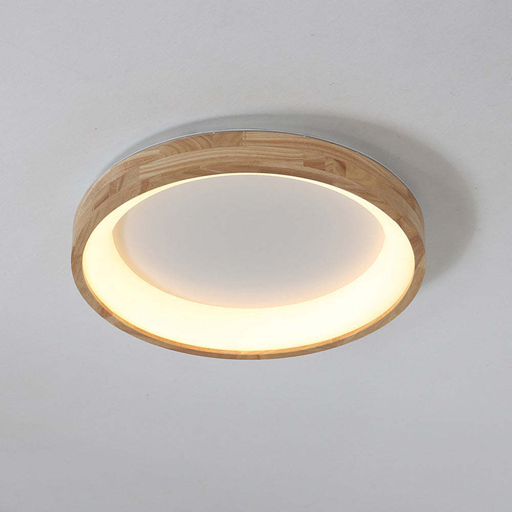 European Style Round Rubber Wood Flush Mounted Ceiling Light -Homdiy