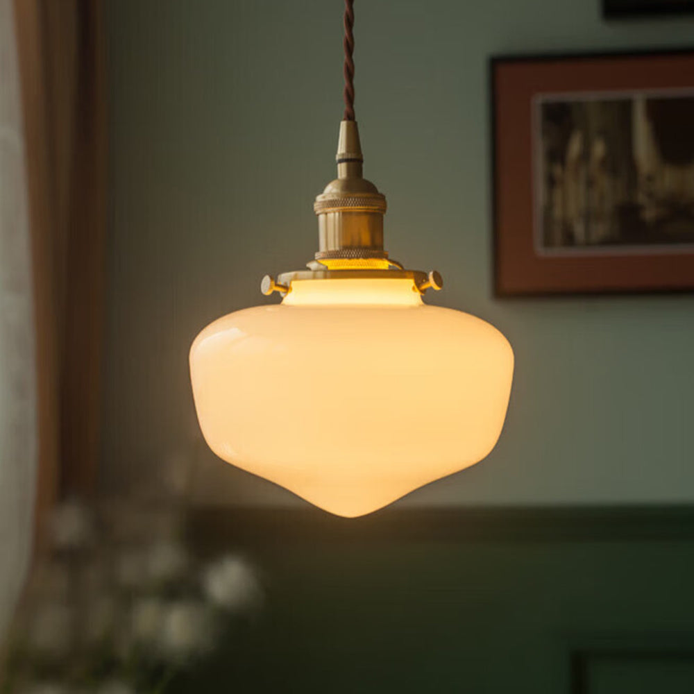 Retro Brass Lantern Glass Pendant Light -Homdiy