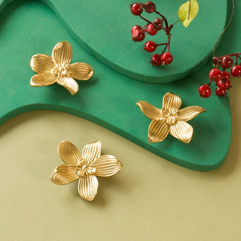 Gold Flower Brass Cabinet Knobs And Drawer Pulls -Homdiy