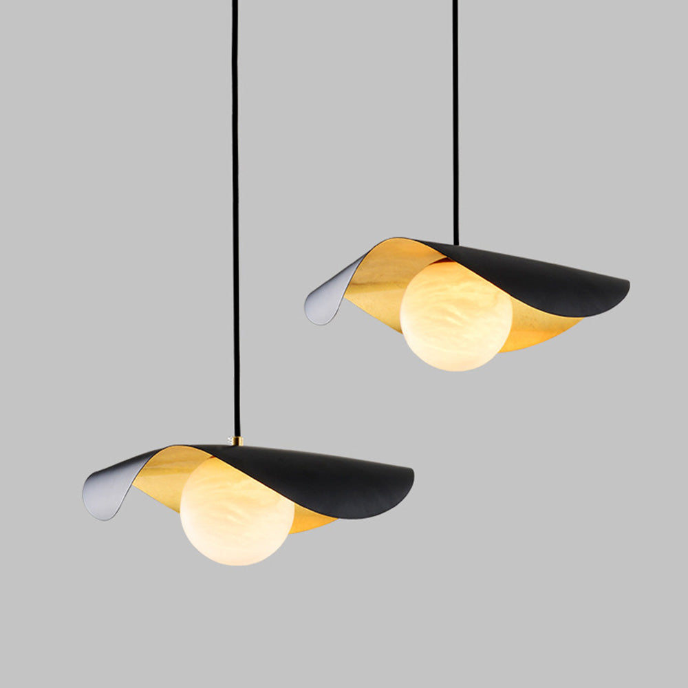 Irregular Round Black Warm Spanish Marble Pendant Light -Homdiy