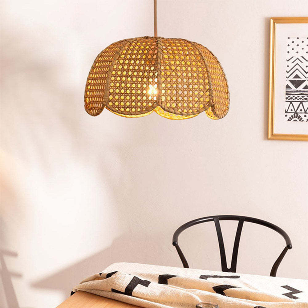 Japanese Bamboo Wicker Handmade Pendant Light for Living Room -Homdiy