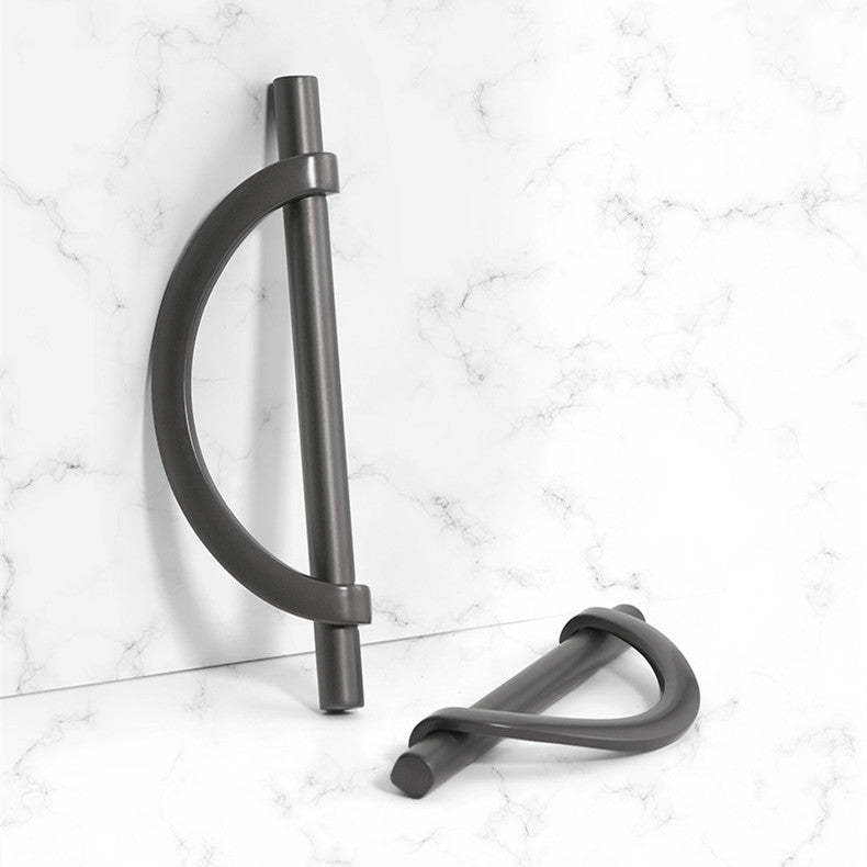 Zinc Alloy Matte Black Cabinet Handle Semicircle Dresser Knobs -Homdiy