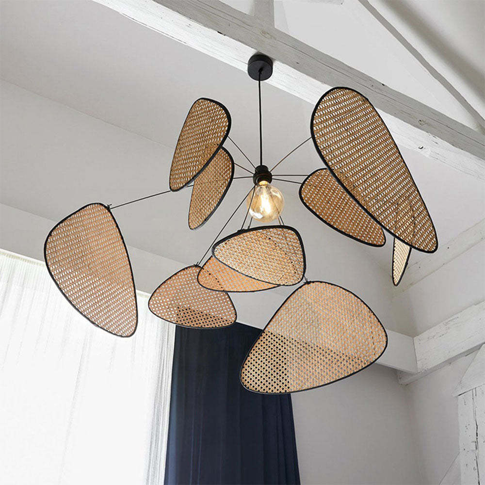 Hand Weaved Rattan Leaf Pendant Light For Living Room -Homdiy