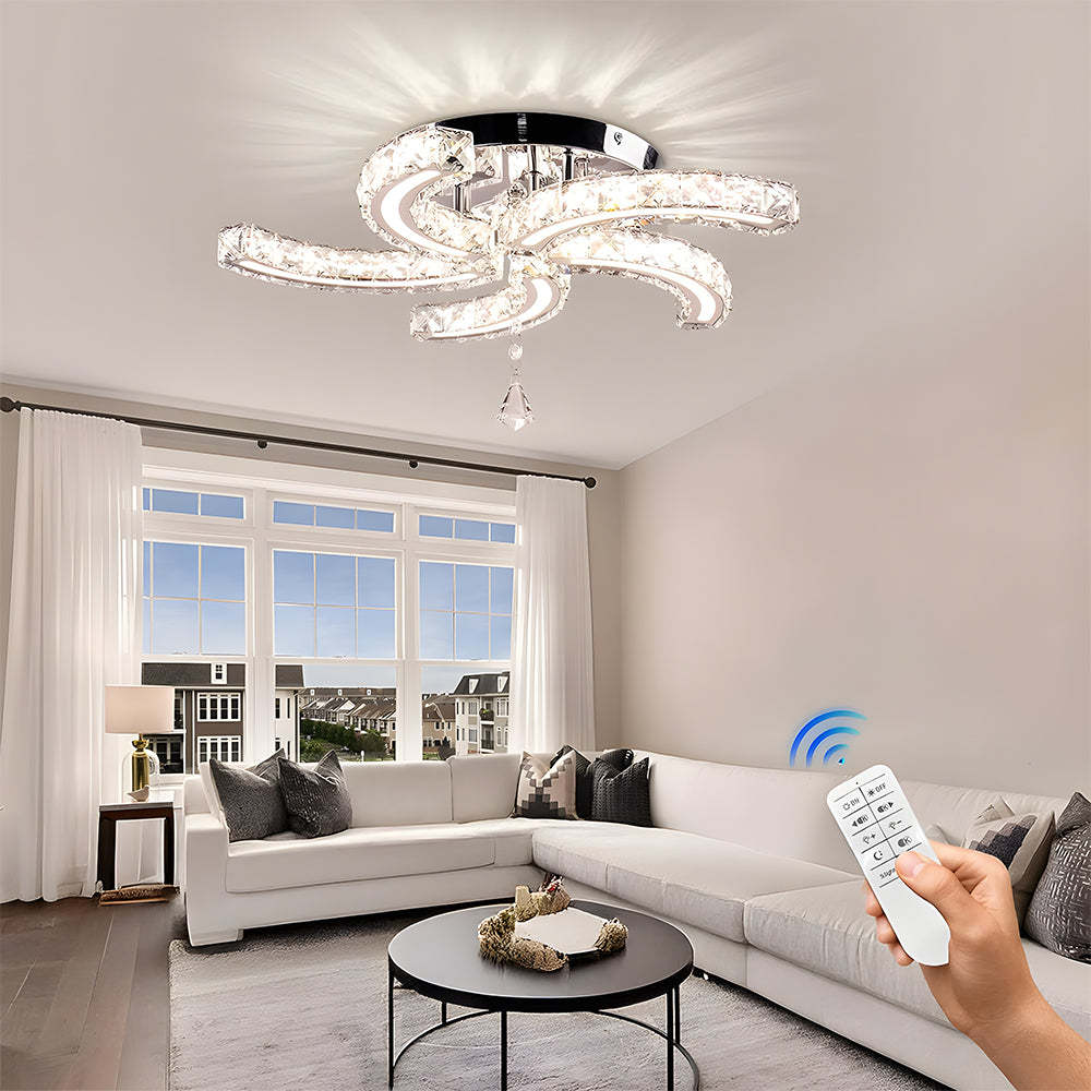 Crystal LED Ceiling Light 5 Arms Flush Mount Ceiling Light