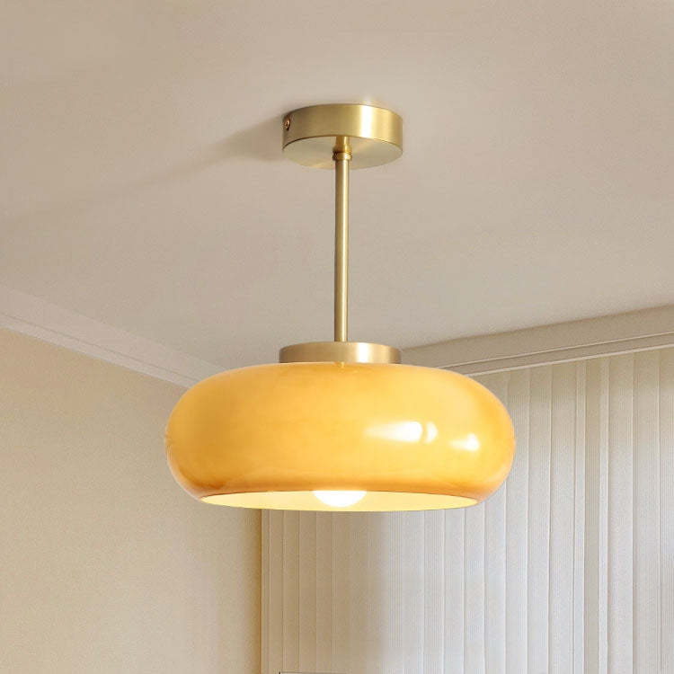 Retro Amber Round Glass Ceiling Light -Homdiy