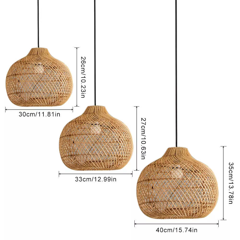 Handmade Wicker Pendant Lampshade Rustic Woven Rattan Pendant Light -Homdiy
