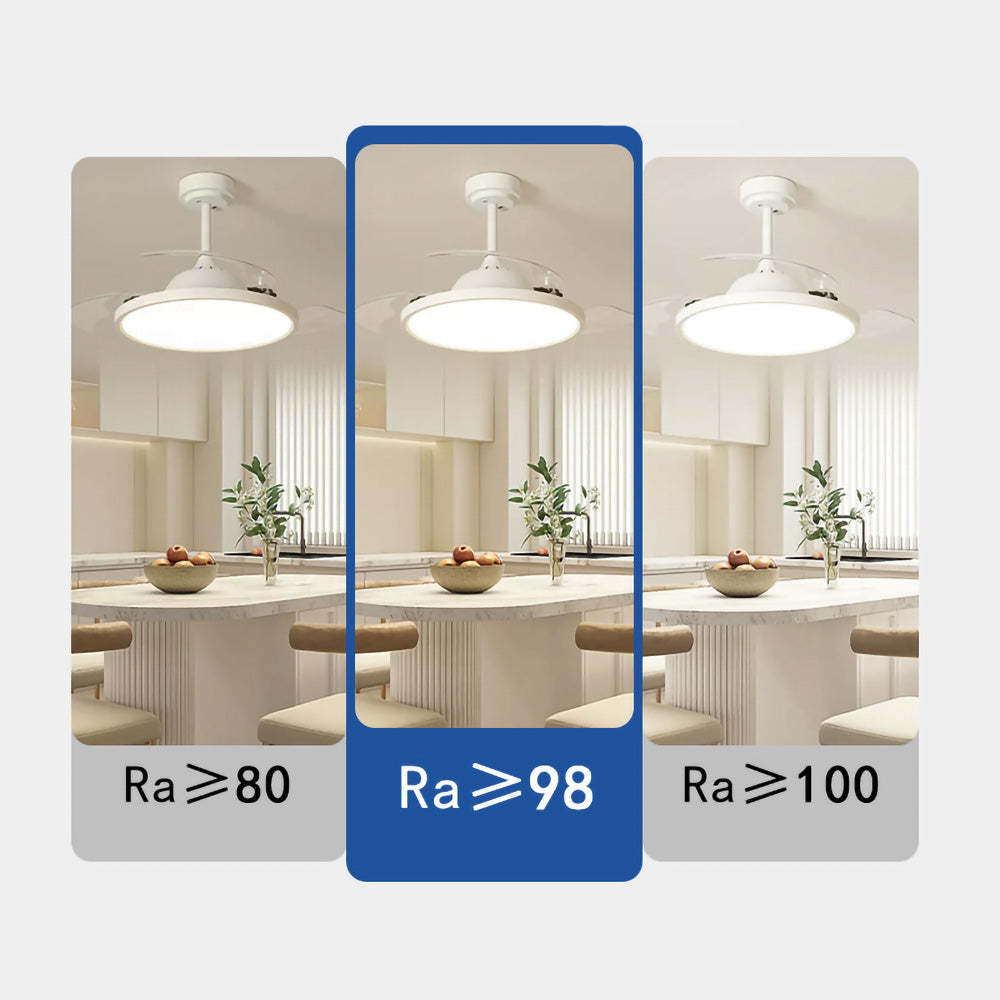 White Simple Bedroom Semi-Flush Ceiling Fan With LED Lights -Homdiy