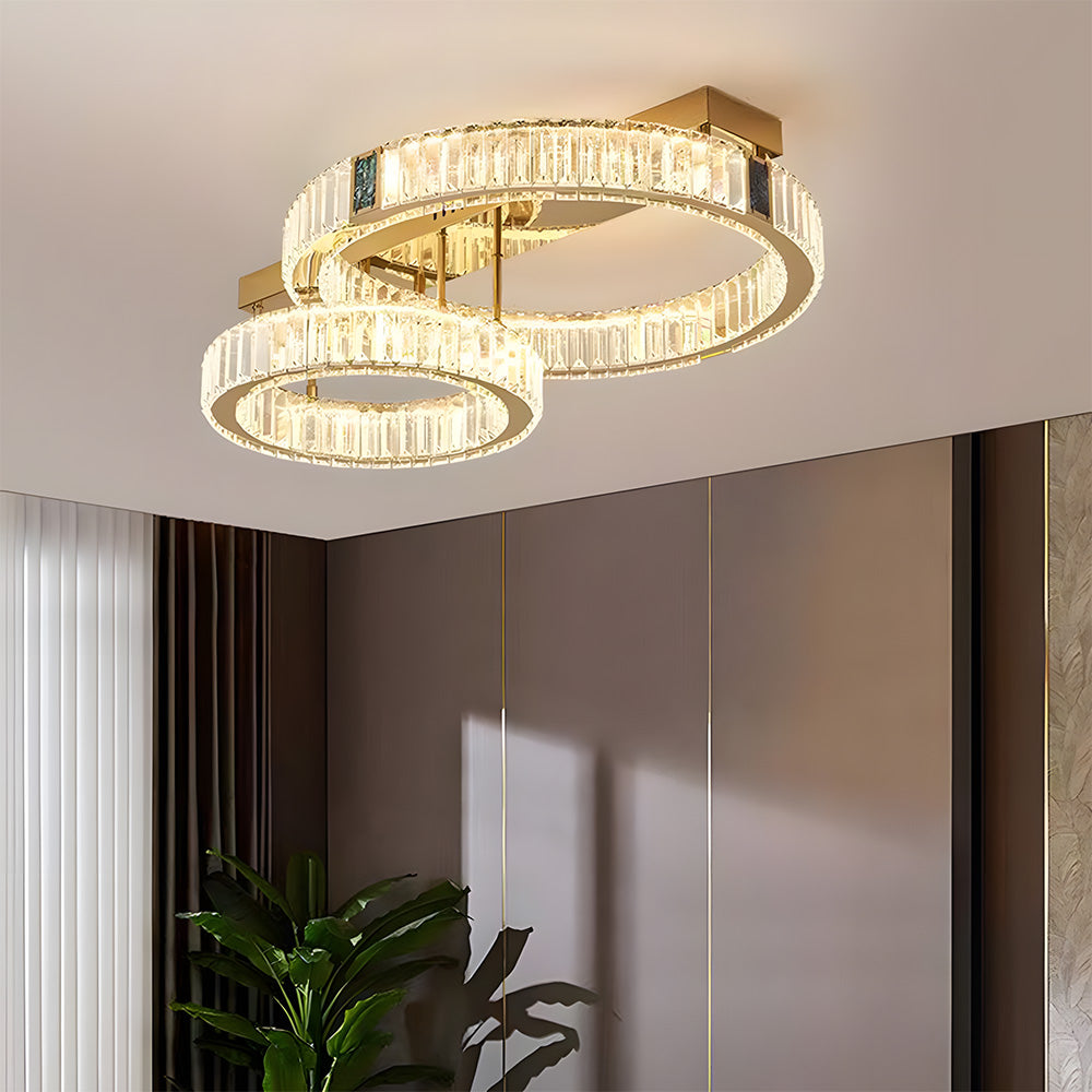 Modern Gold Crystal LED Ring Flush Mount Ceiling Light