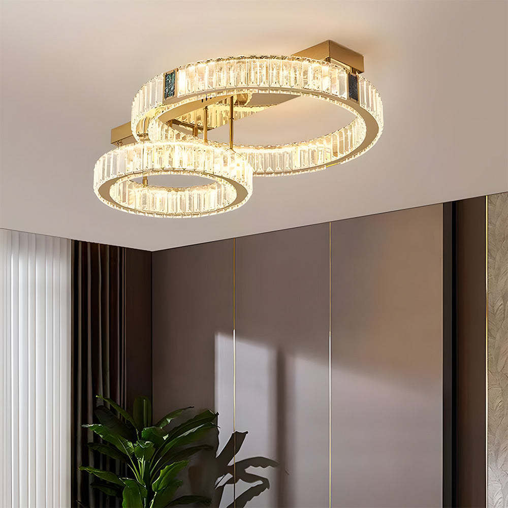 Modern Gold Crystal LED Ring Flush Mount Ceiling Light