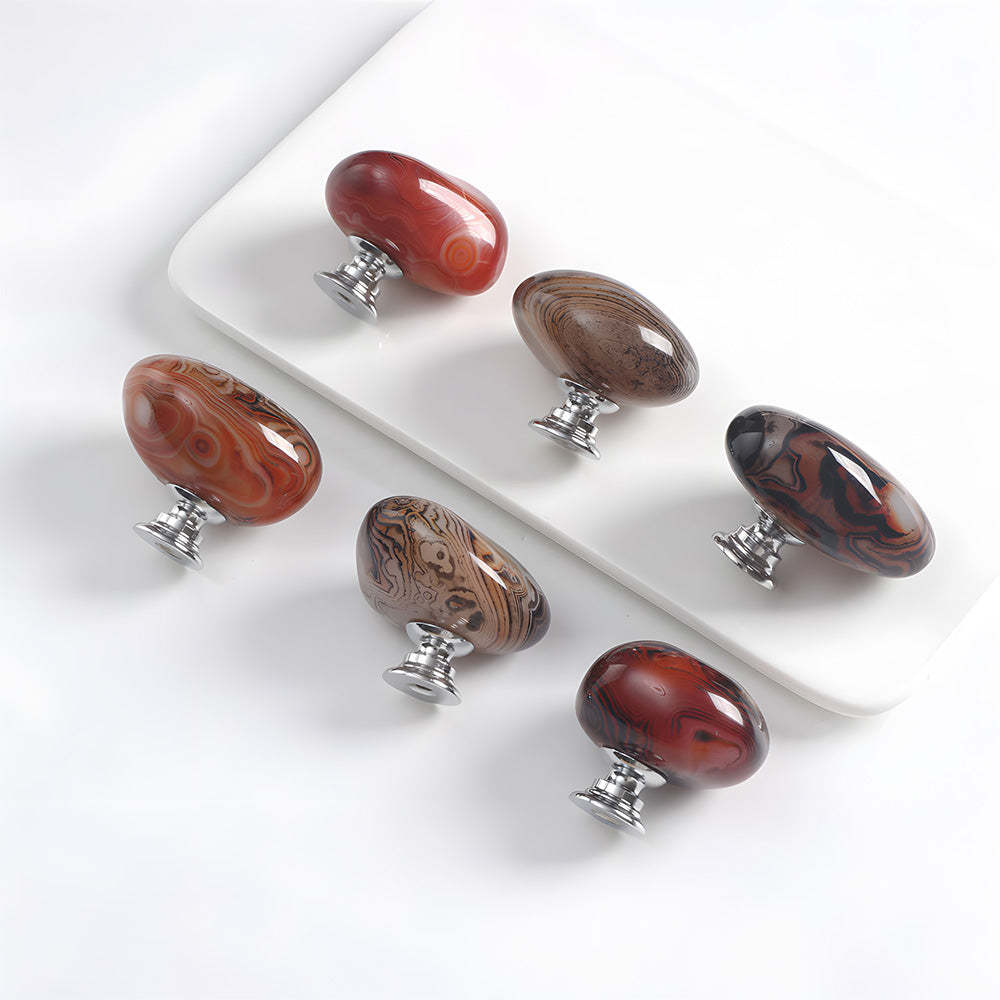 Modern Agate Stone Pebble Cabinet Knobs