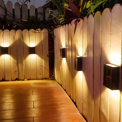 Modern Solar Black Up Down Outdoor Wall Light Sconce IP55